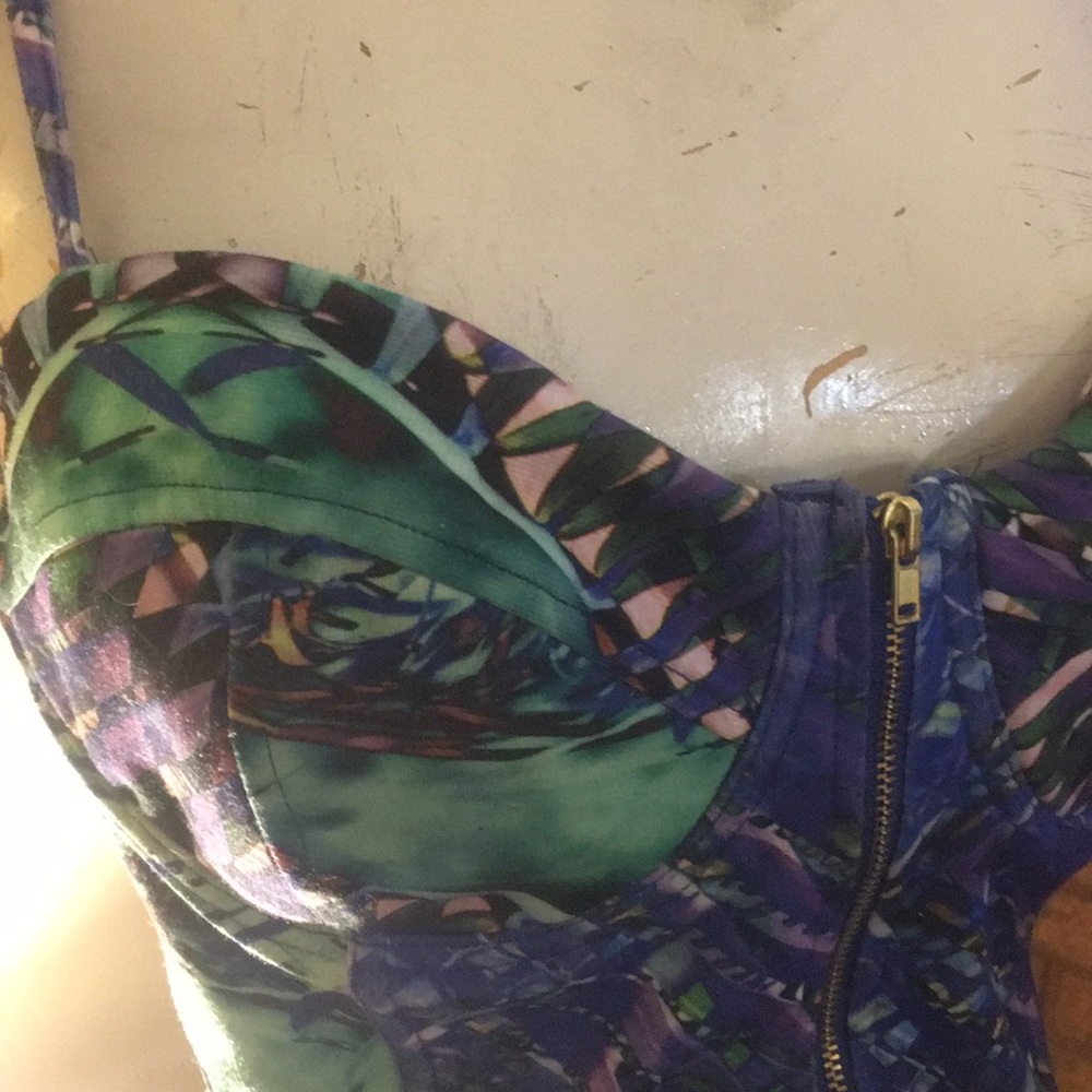 H&M Colorful spaghetti strap Zip Front Bustier L